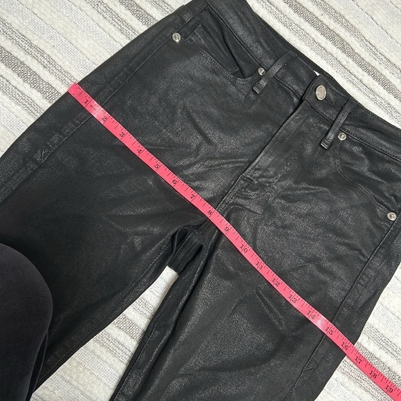 Good American Coated Black Slim Straight Jeans High Rise Pants 24 Night Out - Picture 10 of 15